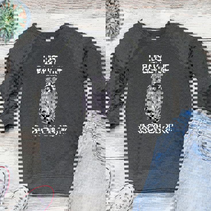 Raccoon Love Women's Crewneck Raglan Sweatshirt - Cozy Lover's Gift