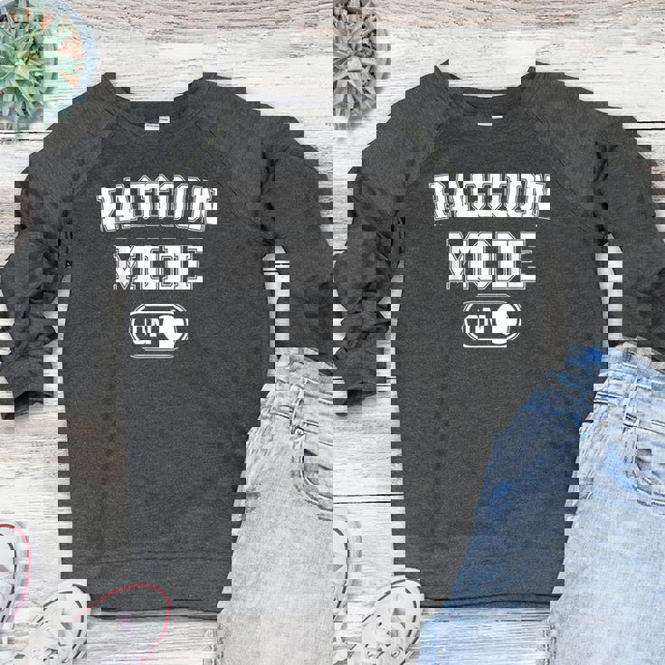 Raccoon Mode Sweatshirt for Women - Animal Lover Crewneck Raglan