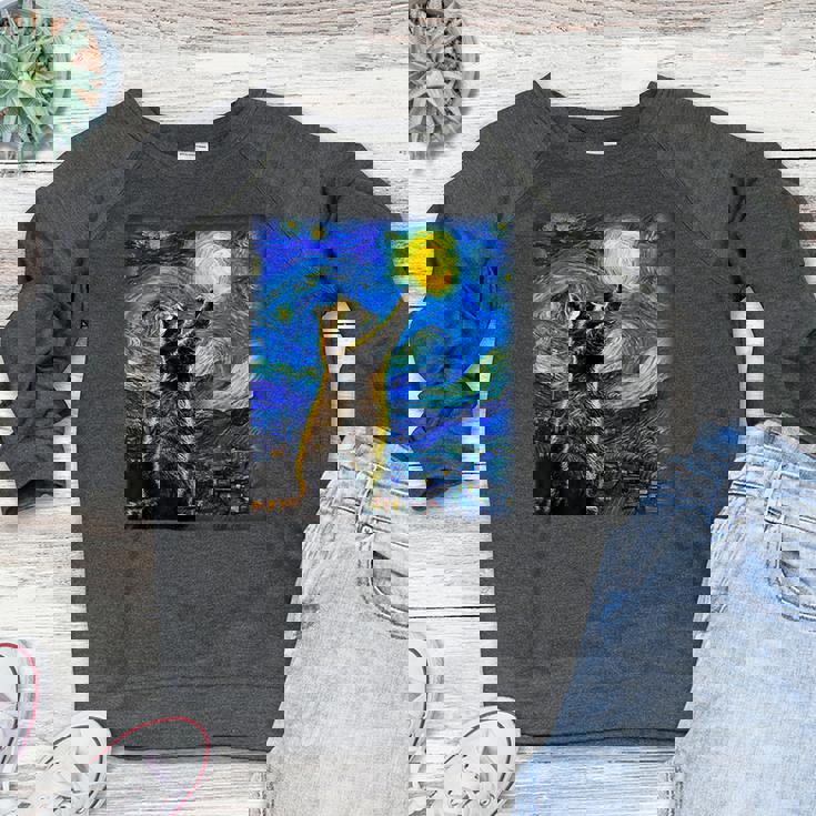 Raccoon Starry Night Van Gogh Inspired Women's Crewneck Sweatshirt