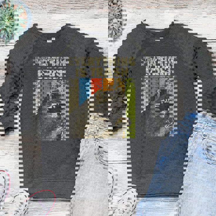 Retro Raccoon Lover Women's Crewneck Sweatshirt - Fun Camping Apparel