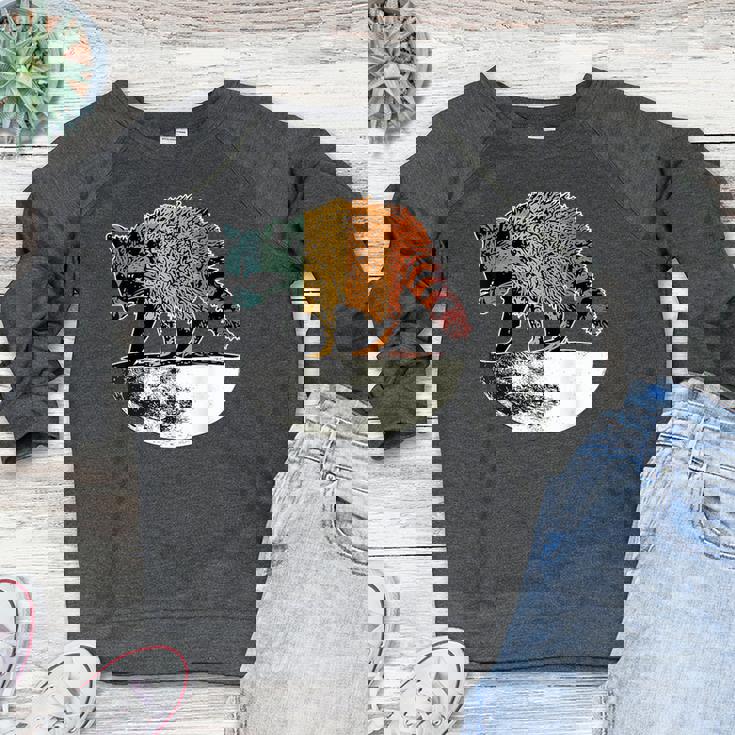 Retro Raccoon Women's Crewneck Raglan Sweatshirt - Vintage Moon Vibe