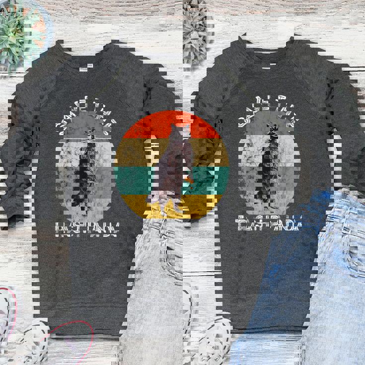Retro Save The Raccoon Crewneck Sweatshirt - Women's Sunset Style