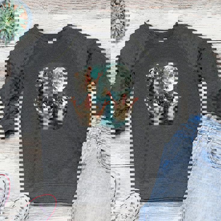Three Possum Moon Women's Raglan Sweatshirt - Quirky Meme Style