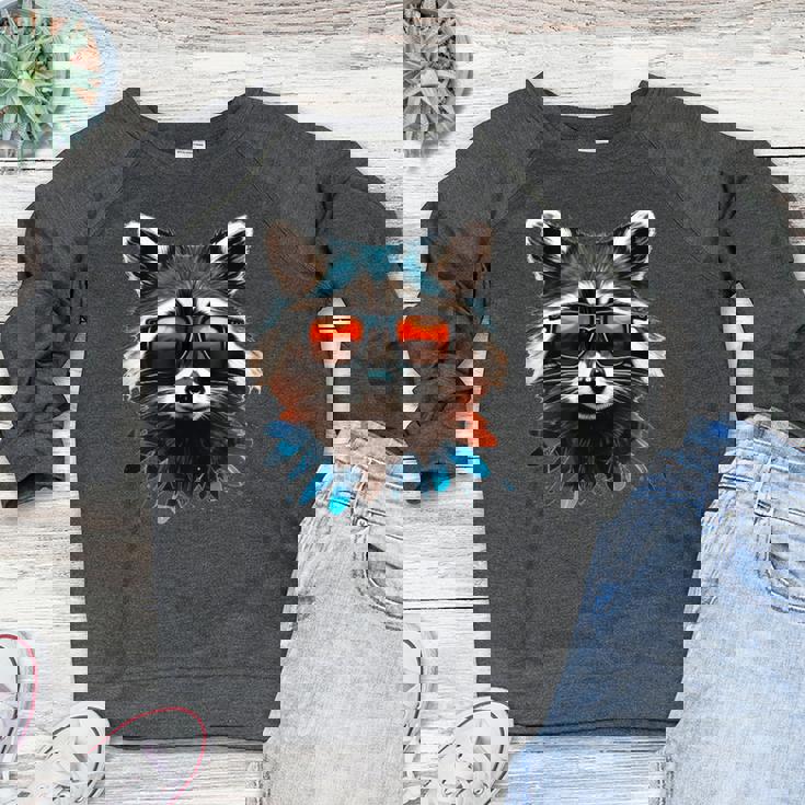 Cool Raccoon Women's Raglan Sweatshirt | Unique Graphic Style Cool Raccoon Women's Raglan Sweatshirt | Unique Graphic Style