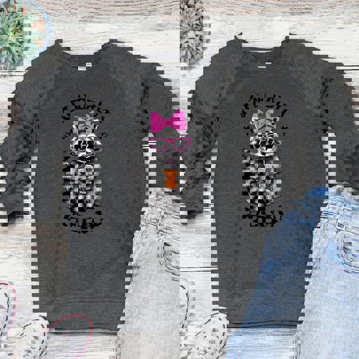 Cute Feral Raccoon Women's Crewneck Raglan Sweatshirt | Fun Design
