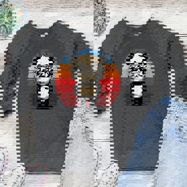 Retro Panda BBQ Pool Party Sweatshirt - Women's Raglan Crewneck Retro Panda BBQ Pool Party Sweatshirt - Women's Raglan Crewneck