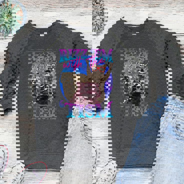 Retro Raccoon Meme Women's Raglan Sweatshirt | Fun & Eclectic Fashion Retro Raccoon Meme Women's Raglan Sweatshirt | Fun & Eclectic Fashion