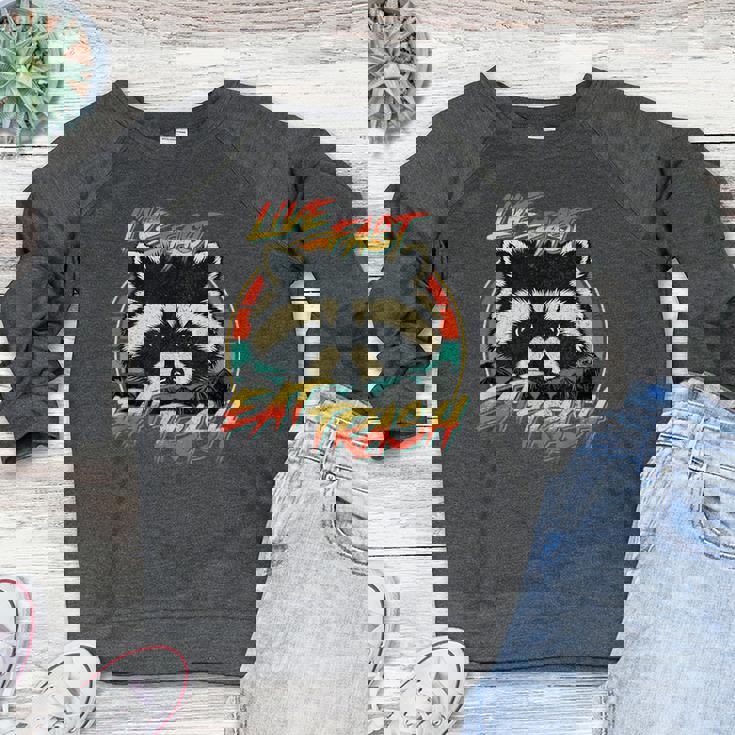 Retro Raccoon Women's Raglan Sweatshirt - Quirky Style for Any Adventure