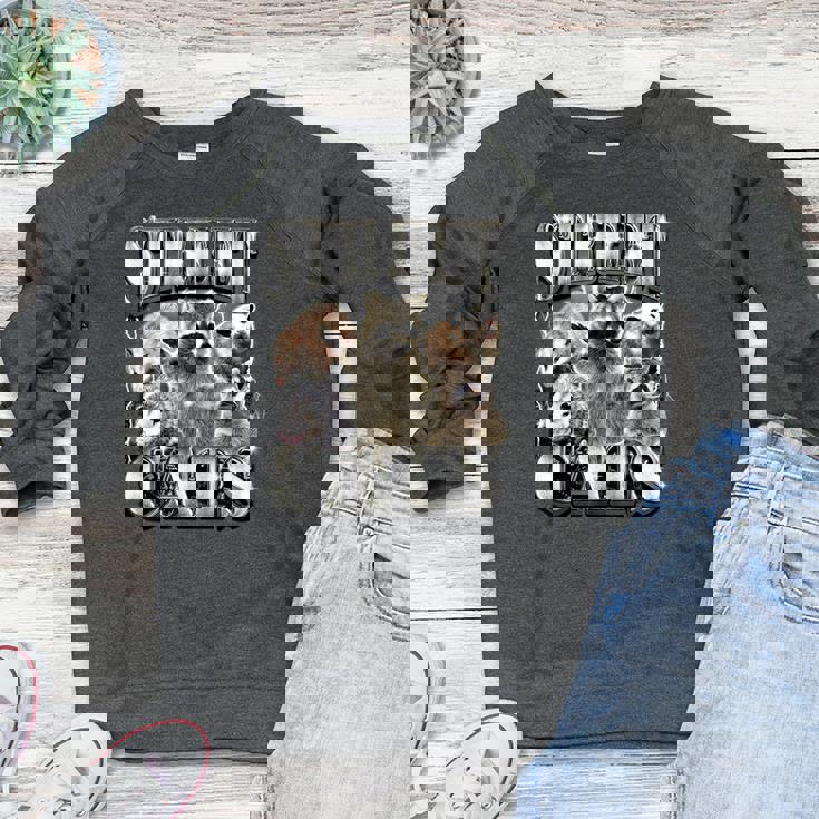 Retro Raccoon Women’s Raglan Sweatshirt – Summer Fun Vibes