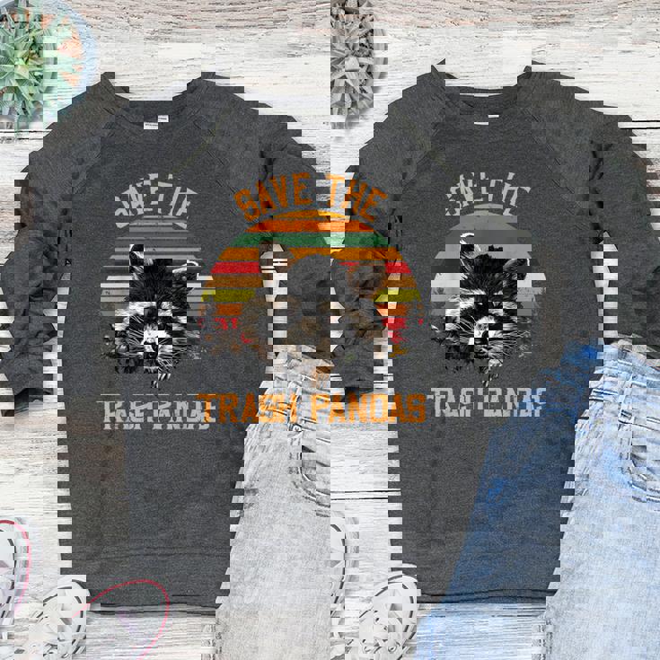 Save The Trash Pandas | Women's Crewneck Raccoon Animal Sweatshirt Save The Trash Pandas | Women's Crewneck Raccoon Animal Sweatshirt