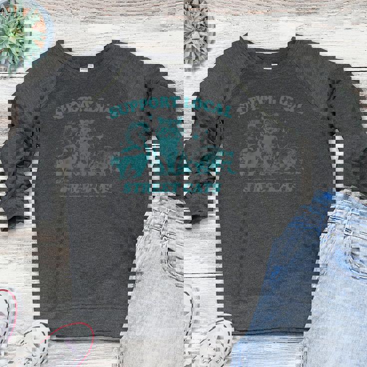 Street Cat Vintage Raccoon Opossum Skunk Women's Raglan Sweatshirt Street Cat Vintage Raccoon Opossum Skunk Women's Raglan Sweatshirt