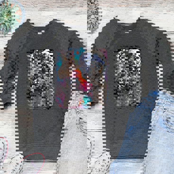 Three Racoon Moon Women's Sweatshirt - Humorous Meme Design Three Racoon Moon Women's Sweatshirt - Humorous Meme Design