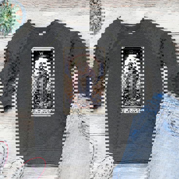 Raccoon Tarot Lovers Women's Raglan Sweatshirt - Unique Gift