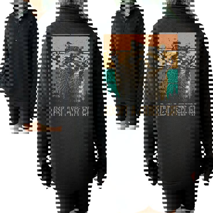 Adopt A Street Cat Classic Arts Possum Raccoons Lover Animal Half Zip Oversized Sweatshirt Adopt A Street Cat Classic Arts Possum Raccoons Lover Animal Half Zip Oversized Sweatshirt