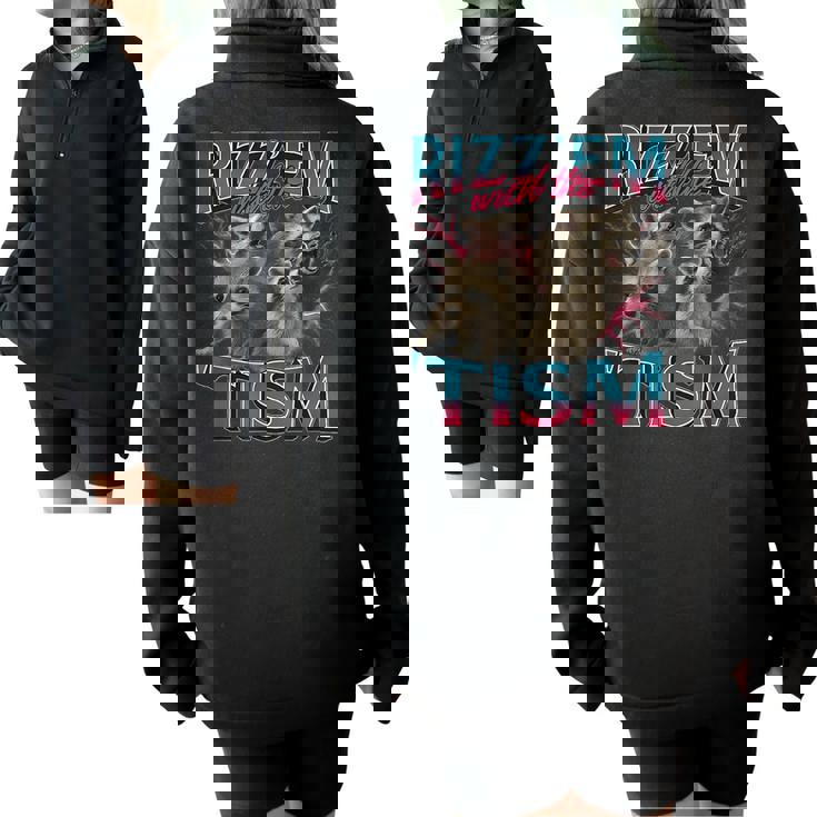 Autism Meme Half Zip Oversized Raccoon Sweatshirt | Unisex Casual Style