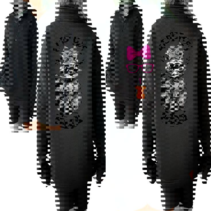 Cute But Feral Colorful Racoon With Sunglasses Racoon Small Half Zip Oversized Sweatshirt Cute But Feral Colorful Racoon With Sunglasses Racoon Small Half Zip Oversized Sweatshirt