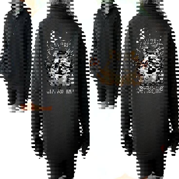 Funny Raccoon Oversized Half-Zip Sweatshirt | Quirky Expression