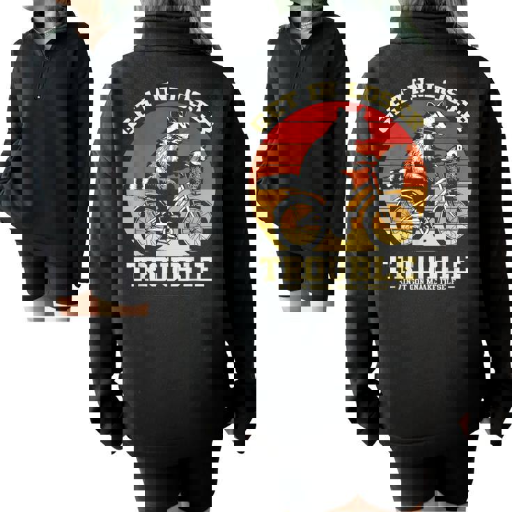 Get In Loser Trash Panda Raccoon Half Zip Oversized Sweatshirt