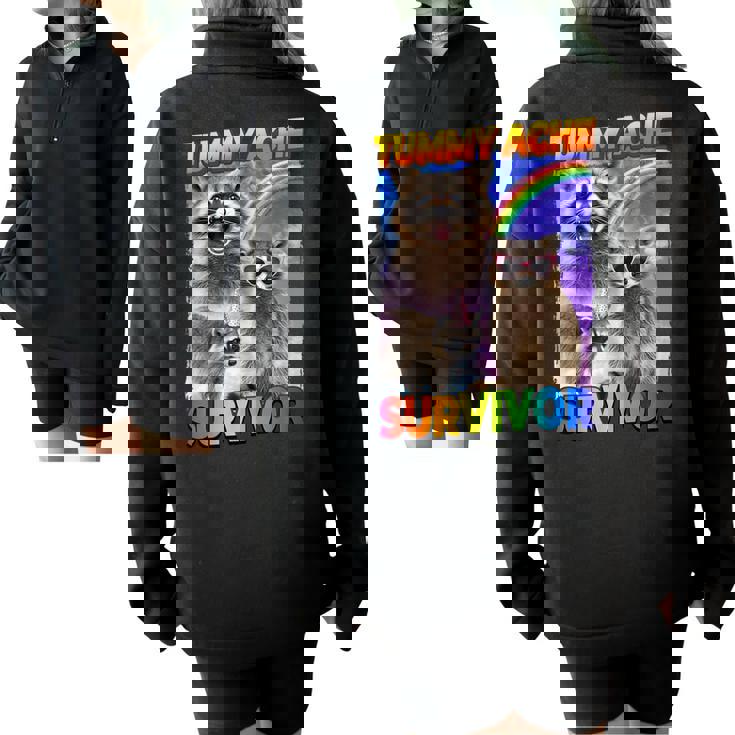 Raccoon Graphic Half Zip Sweatshirt - Small | Cozy Unisex Fit