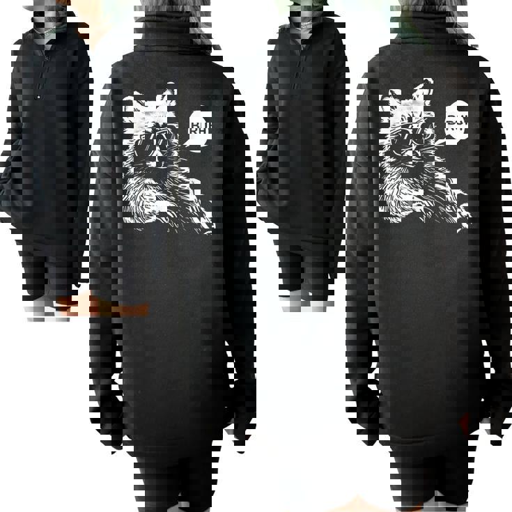 Raccoon Lover Meme Half-Zip Oversized Sweatshirt – Teen Slang