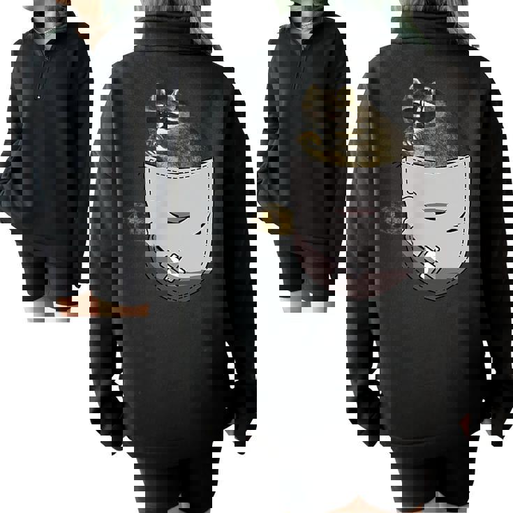 Raccoon Lover Oversized Half-Zip Sweatshirt - Unisex Animal Theme