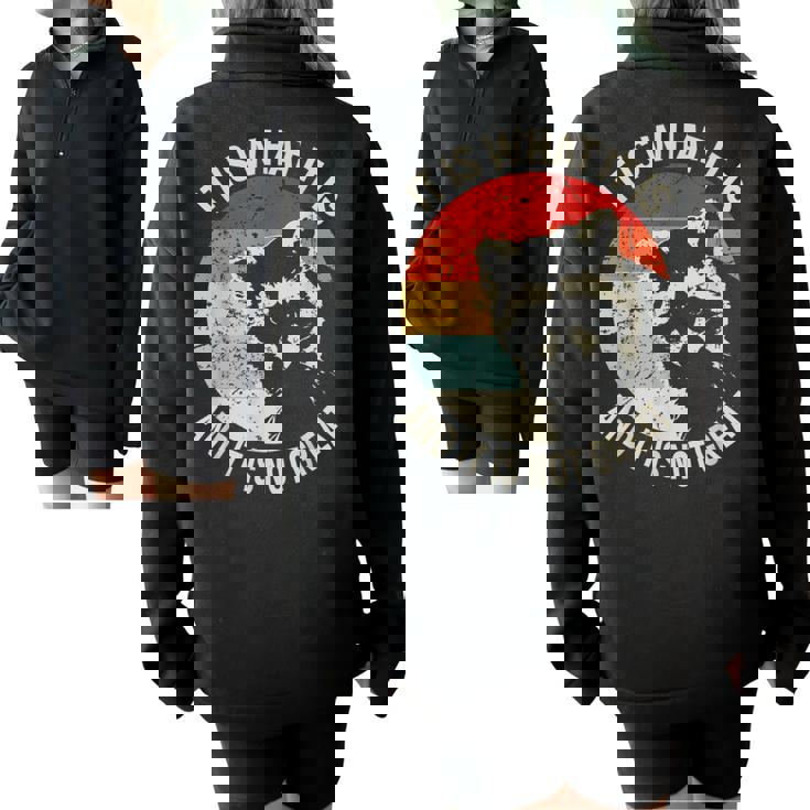 Raccoon Vintage Half Zip Oversized Sweatshirt - Humorous Style