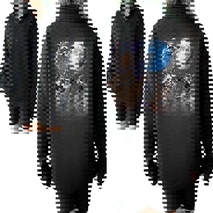 Raccoons Howling At The Moon Shirt Raccoon Half Zip Oversized Sweatshirt