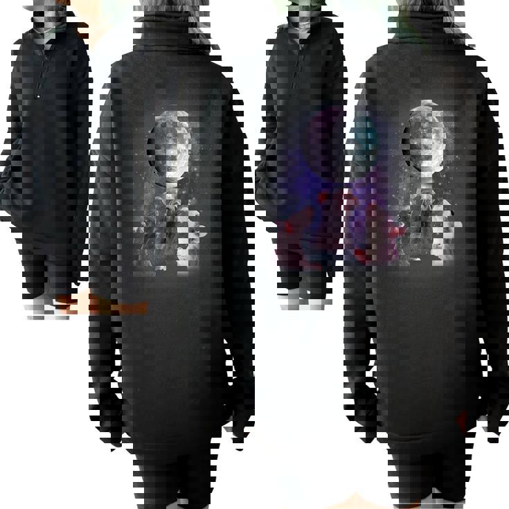 Rats Howling At The Moon Shirt Rat Half Zip Oversized Sweatshirt