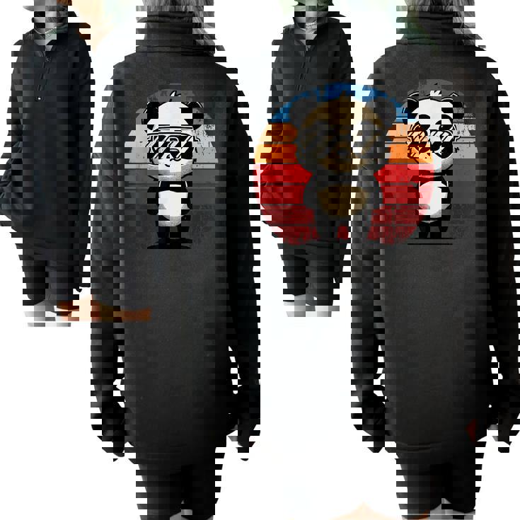 Retro Panda BBQ Sweatshirt – Fun Pool Party Oversized Half-Zip