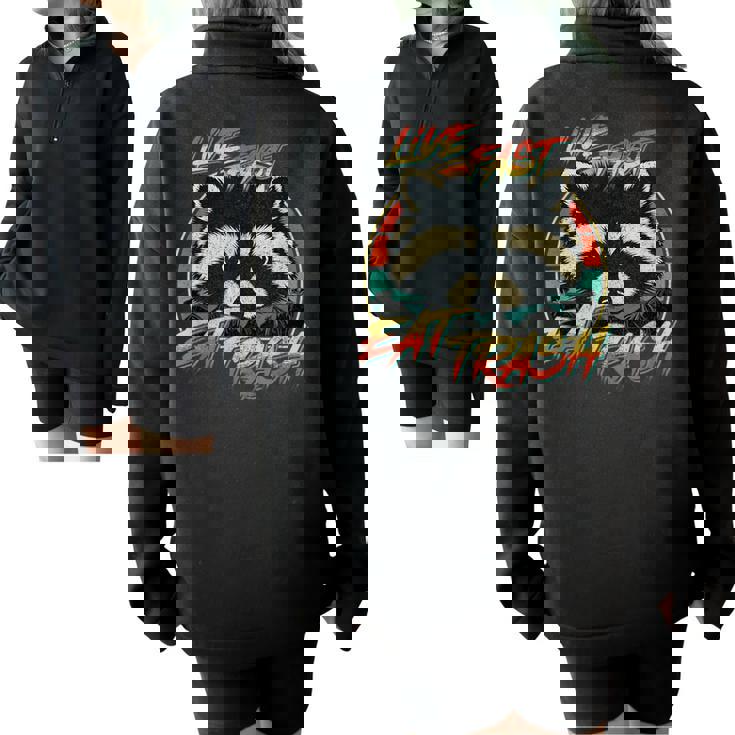 Retro Raccoon Half Zip Sweatshirt - Live Fast Eat Trash Theme Retro Raccoon Half Zip Sweatshirt - Live Fast Eat Trash Theme
