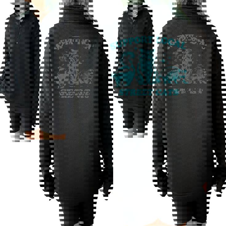 Support-Local-Street-Cat Vintage Raccoon Opossum Skunk Half Zip Oversized Sweatshirt Support-Local-Street-Cat Vintage Raccoon Opossum Skunk Half Zip Oversized Sweatshirt