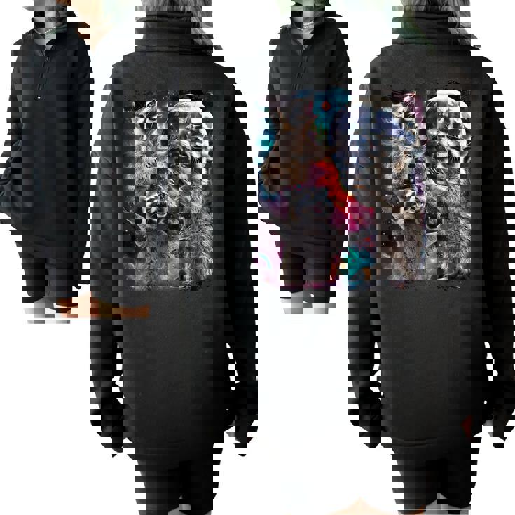 Three Racoon Moon Meme Half Zip Oversized Sweatshirt | Fun Gift Three Racoon Moon Meme Half Zip Oversized Sweatshirt | Fun Gift