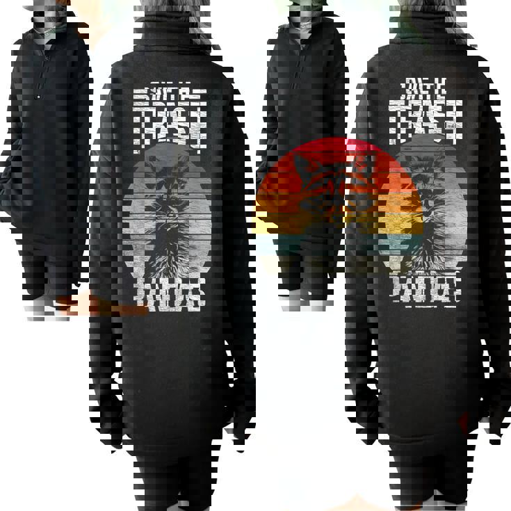 Vintage Retro Save The Trash Pandas Raccoon Half Zip Oversized Sweatshirt Vintage Retro Save The Trash Pandas Raccoon Half Zip Oversized Sweatshirt
