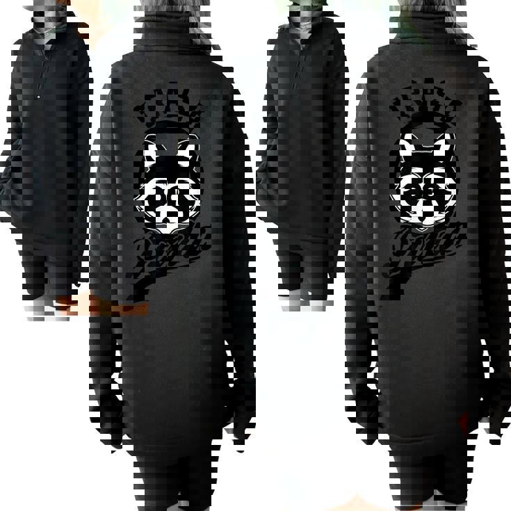 Raccoon Half Zip Oversized Sweatshirt | Save The Trash Panda Meme