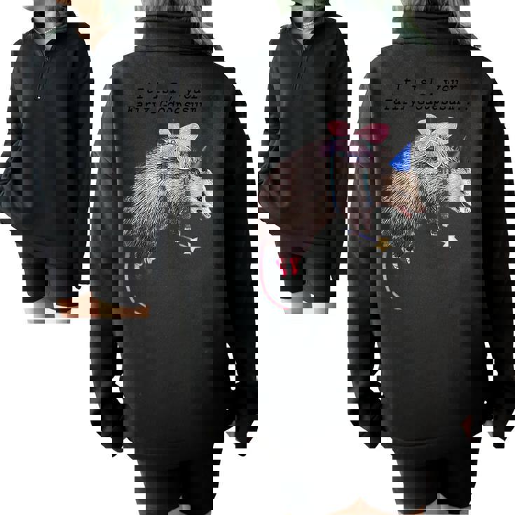 Raccoon Trash Panda Half Zip Sweatshirt - Oversized & Cozy