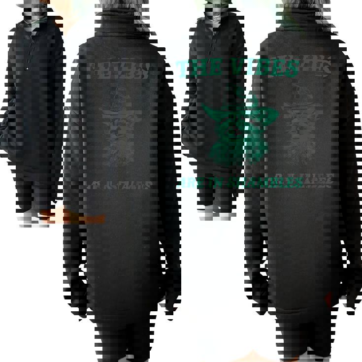 The Vibes Are In Shambles Sarcastic Raccoon Cowboy Half Zip Oversized Sweatshirt