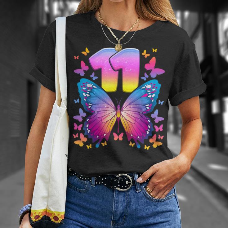 11Th Birthday Girl 11 Years Butterfly Number 11 T-Shirt Geschenke für Sie