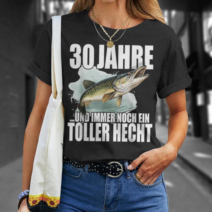 30 Jahre Und Noch Ein Toller Hecht Angler Birthday T-Shirt Geschenke für Sie