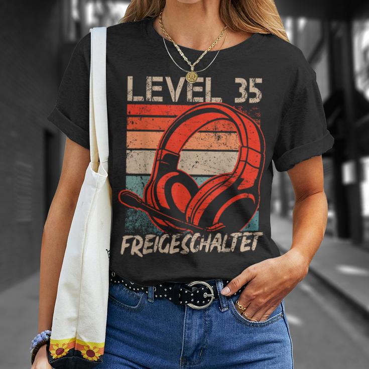 35Th Birthday Boysideo Gamer Level 35 Unlocked T-Shirt Geschenke für Sie