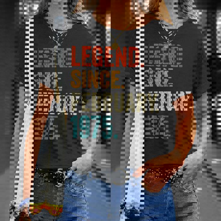 50 Years Old Legend Since February 1975 Retro 50Th Birthday T-Shirt Gifts for Her