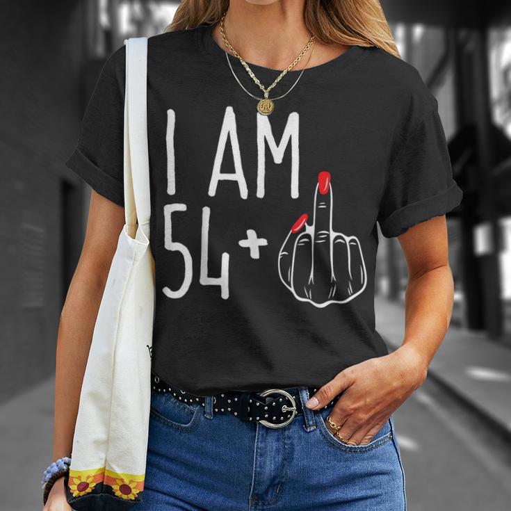 I Am 54 Plus 1 Middle Finger 55Th Women's Birthday T-Shirt Geschenke für Sie