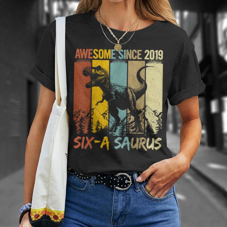 6 Year Old Dinosaur 6Th BirthdayRex Dino Six A Saurus T-Shirt Gifts for Her