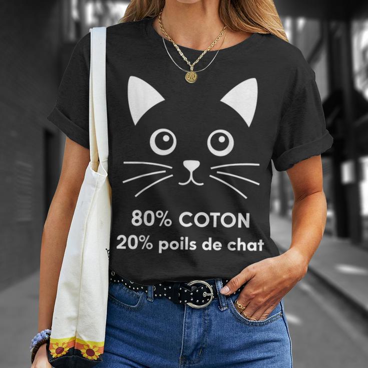 80 Coton 20 Poils De Chat Humour T-Shirt Cadeaux pour elle