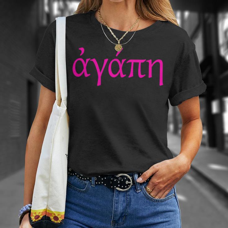 Agape Original Greek Letters For Agape Love In Pink T-Shirt - Monsterry