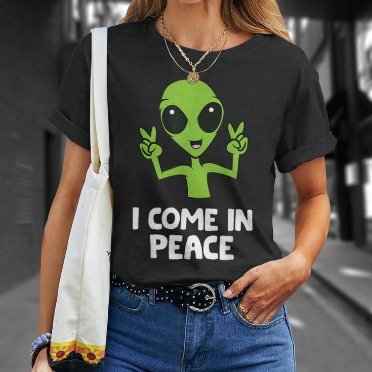 Alien I Come In Peace Space Rave Edm Music Alien T-Shirt Geschenke für Sie