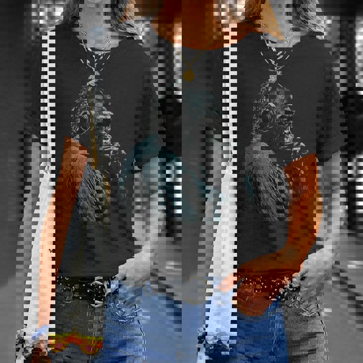 Arte Musical De Gorila Arte De Mono Animal Camiseta unisex Regalos para ella