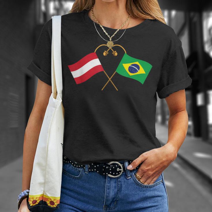 Austria Flag Brazilian Flag Austria Brazil T-Shirt Geschenke für Sie