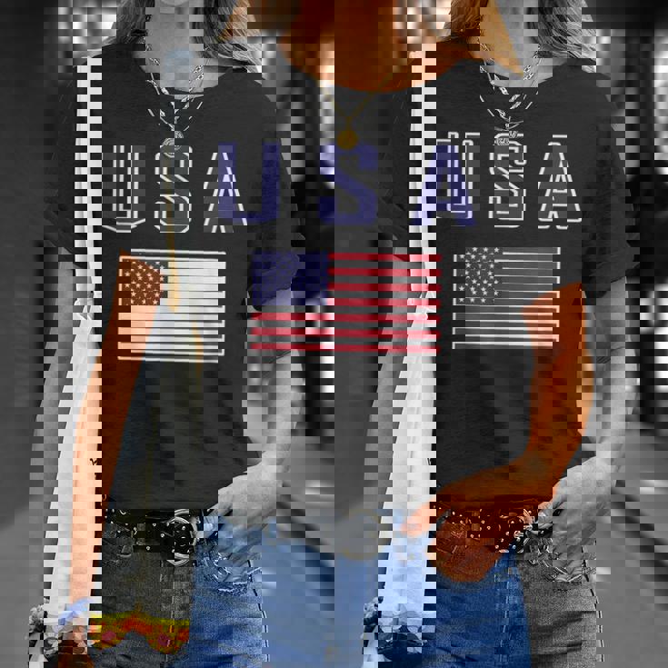 Bandera Americana Cool Patriotic Usa Banderas Hombres Es Camiseta unisex Regalos para ella