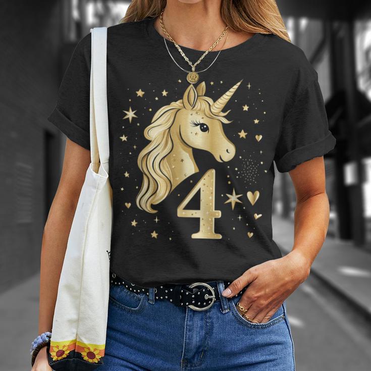 Birthday 4 Years Girls' Unicorn Outfit 4Th Birthday T-Shirt Geschenke für Sie