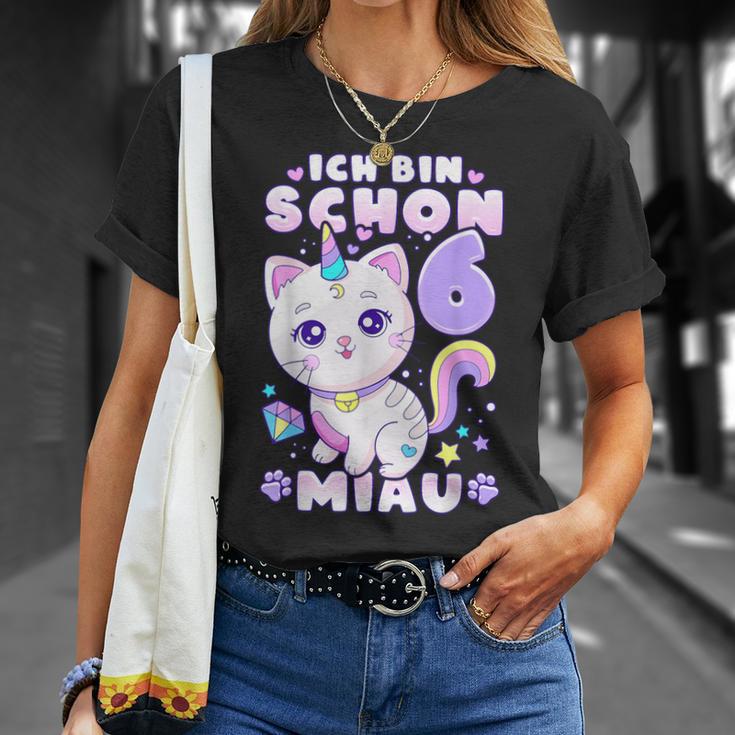 Birthday Girl 6 Years Old Cat Unicorn T-Shirt Geschenke für Sie